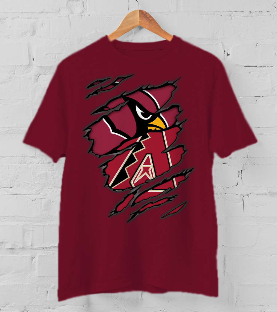 Cardinals And Diamondbacks Union Ripped Claw Marks Logo Fan T-Shirt