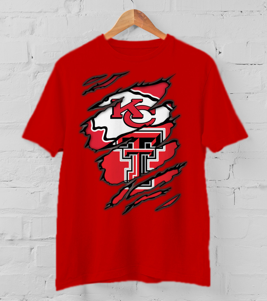Kansas City Chiefs Texas Tech Red Raiders Logo Fusion T-Shirt