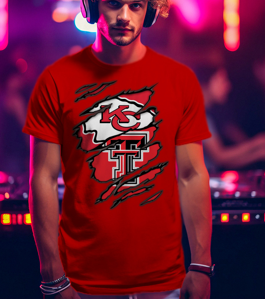 Kansas City Chiefs Texas Tech Red Raiders Logo Fusion T-Shirt