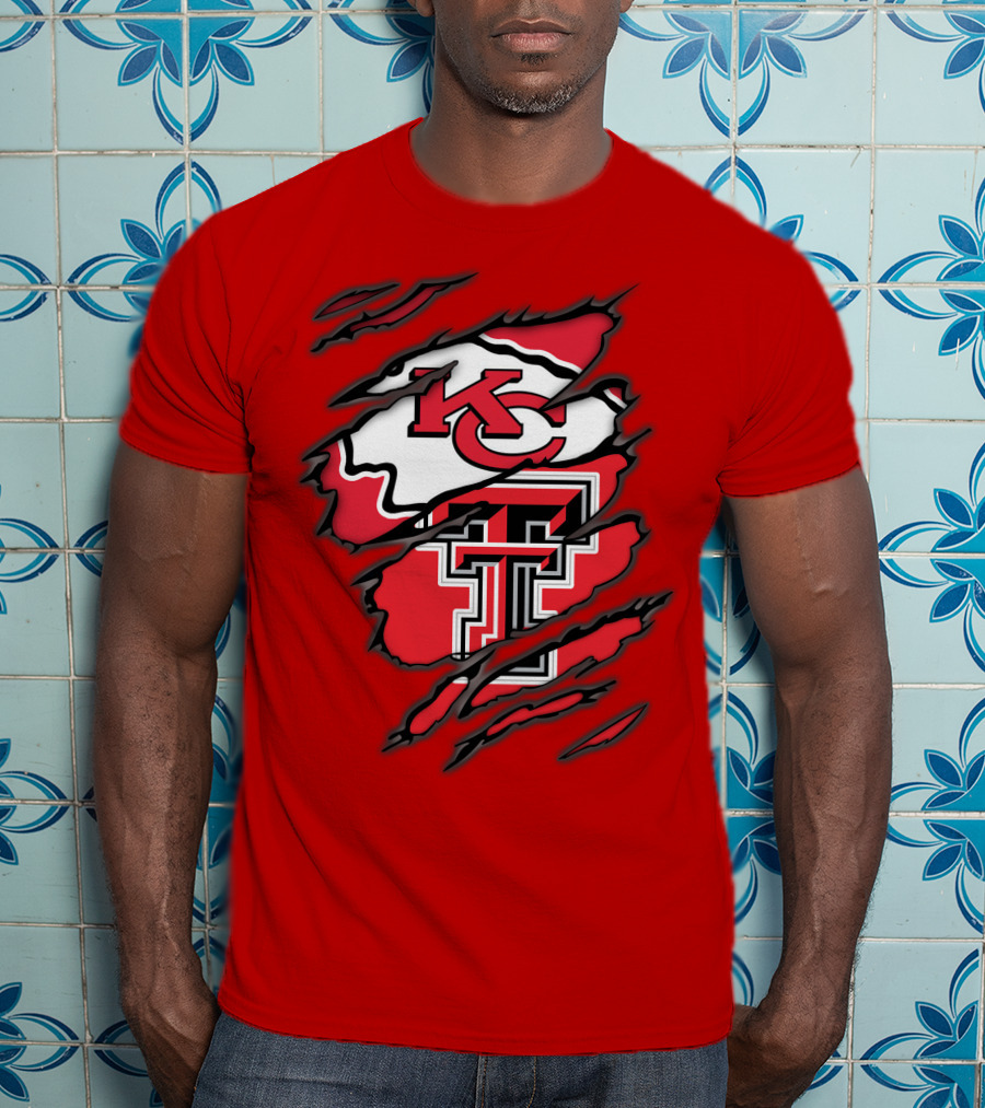 Kansas City Chiefs Texas Tech Red Raiders Logo Fusion T-Shirt