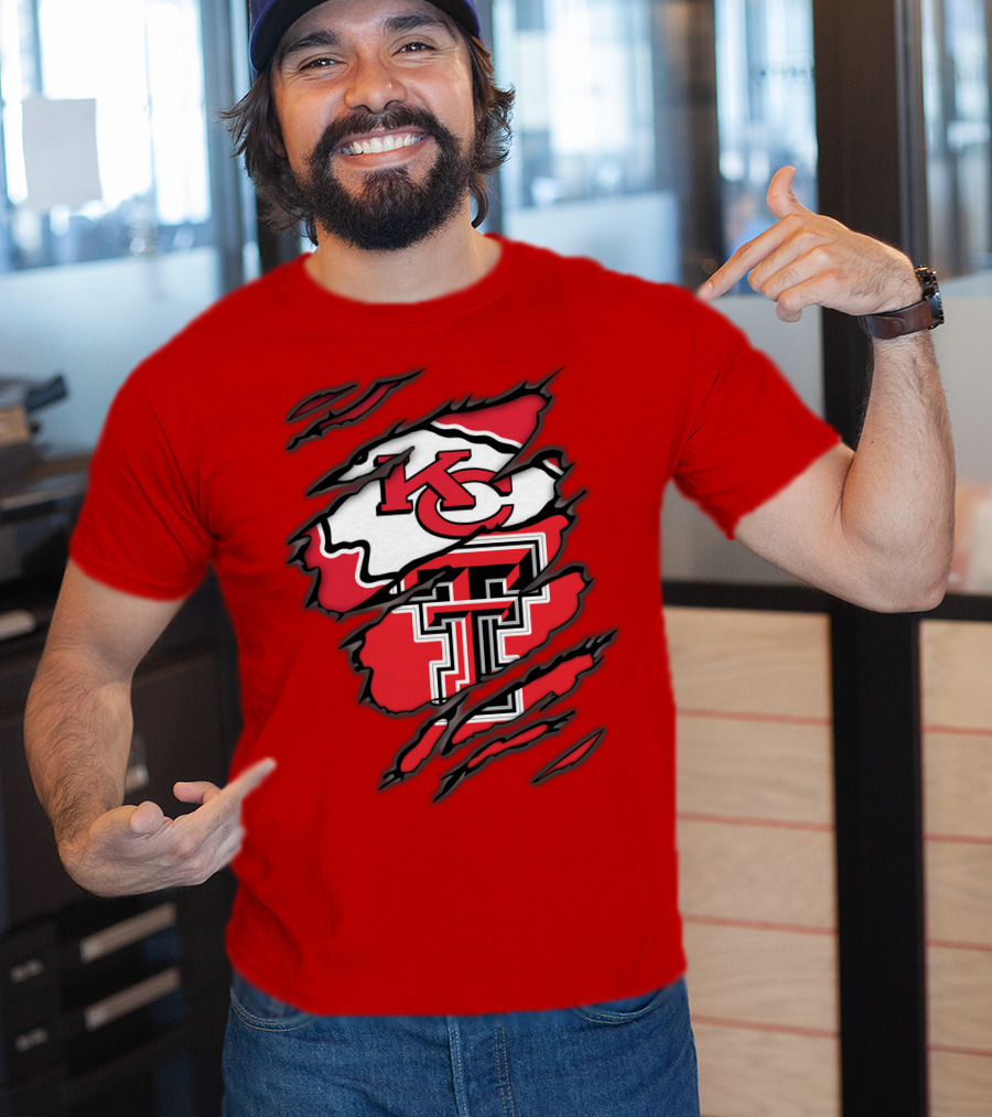 Kansas City Chiefs Texas Tech Red Raiders Logo Fusion T-Shirt