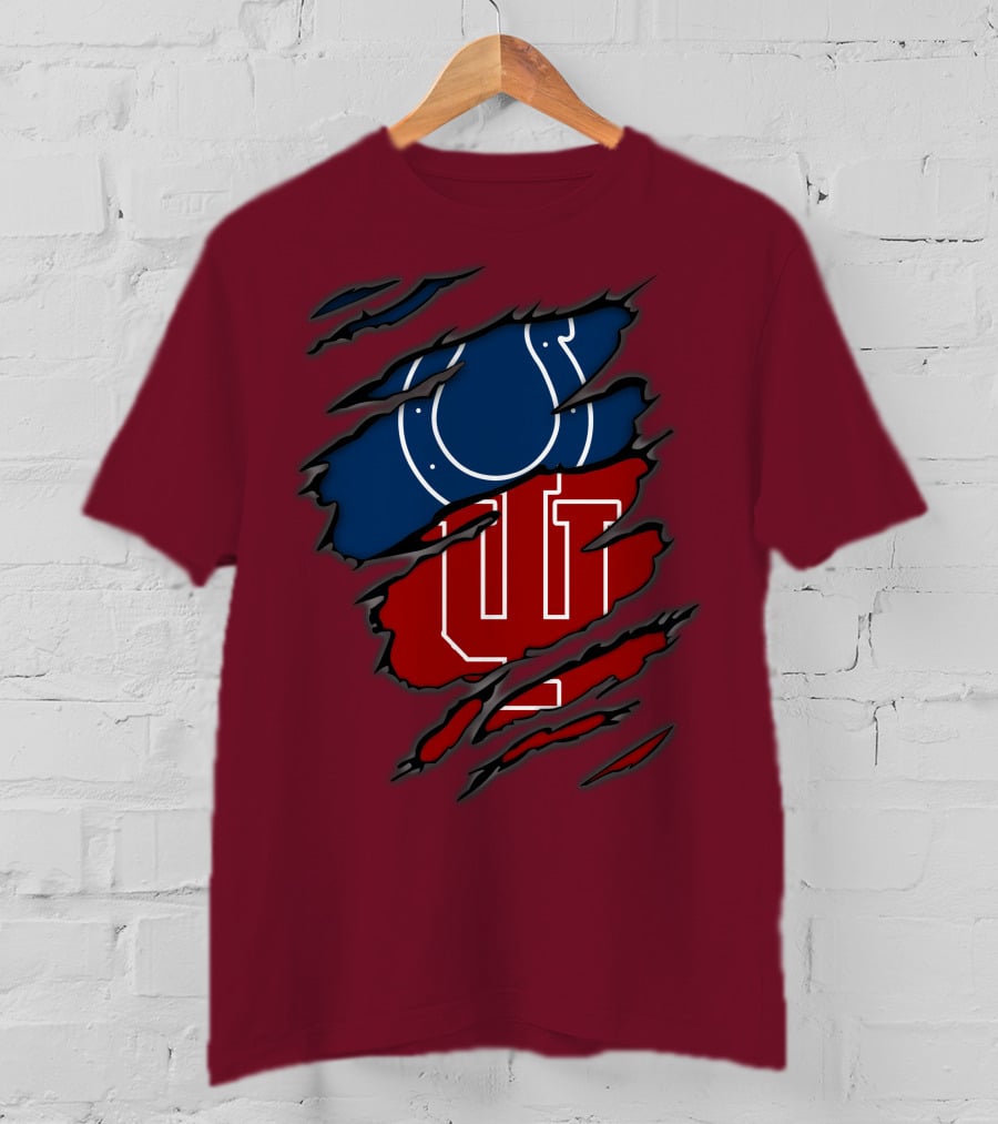Colts Hoosiers Blue Horseshoe Red Interlocking IU T-Shirt
