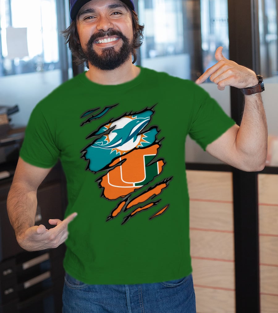 Miami Dolphins Miami Hurricanes Logo Blend T-Shirt