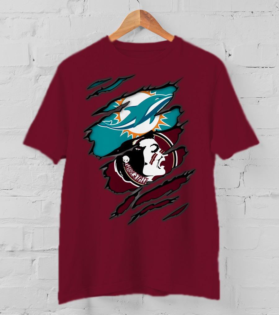 Miami Dolphins Florida State Seminoles Logo Mashup T-Shirt