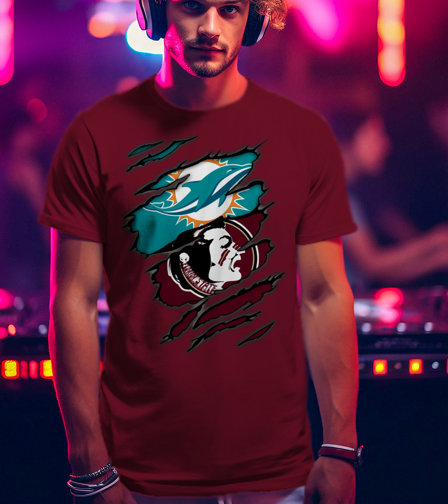 Miami Dolphins Florida State Seminoles Logo Mashup T-Shirt