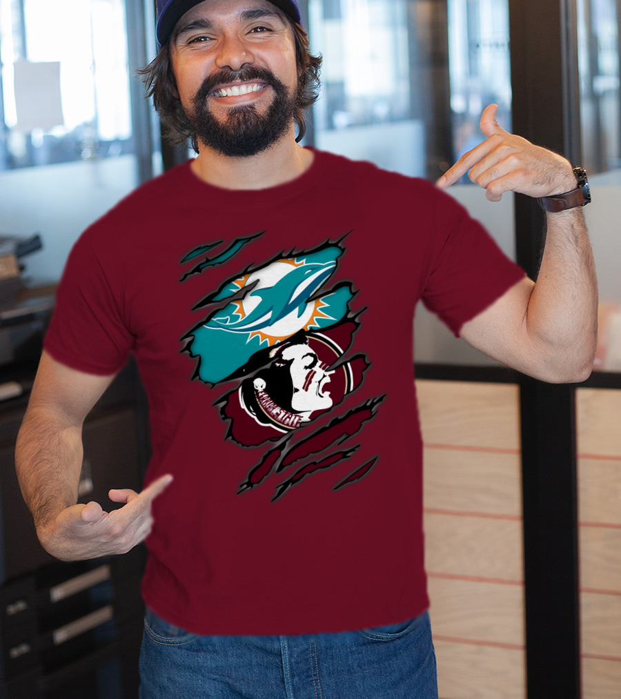 Miami Dolphins Florida State Seminoles Logo Mashup T-Shirt
