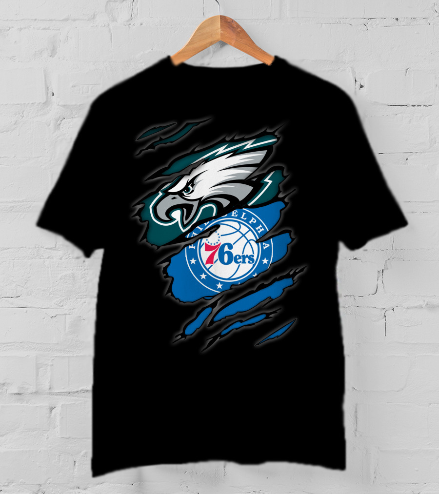 Philadelphia Eagles And 76ers Logos Combo T-Shirt