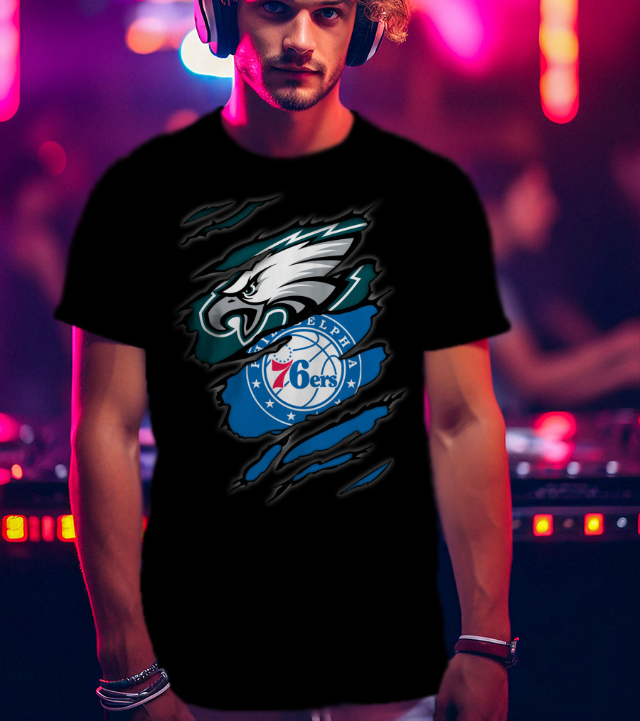 Philadelphia Eagles And 76ers Logos Combo T-Shirt
