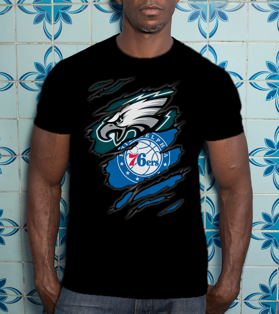 Philadelphia Eagles And 76ers Logos Combo T-Shirt
