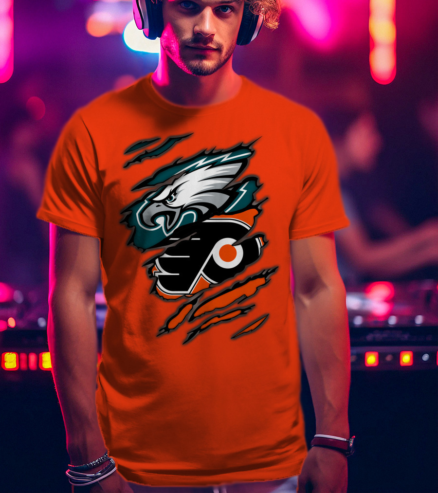 Philadelphia Eagles Flyers Logo Mashup T-Shirt