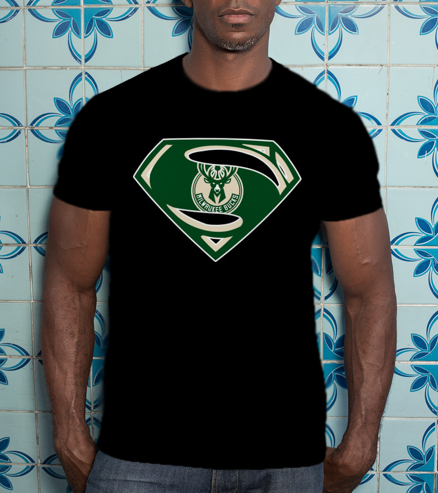Milwaukee Bucks Superman Logo Mashup T-Shirt