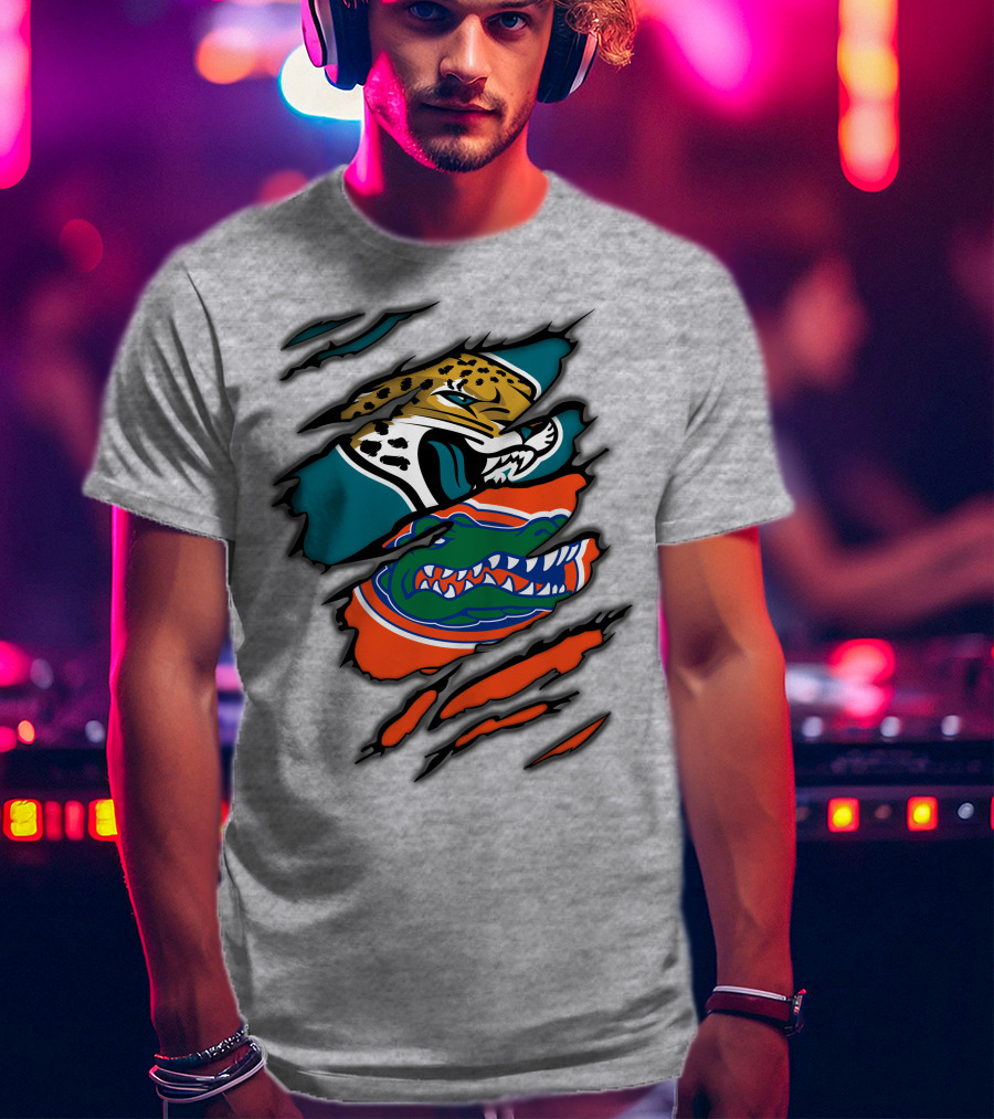 Jacksonville Jaguars Florida Gators Crossover Fan Gear Duo Team Spirit T-Shirt