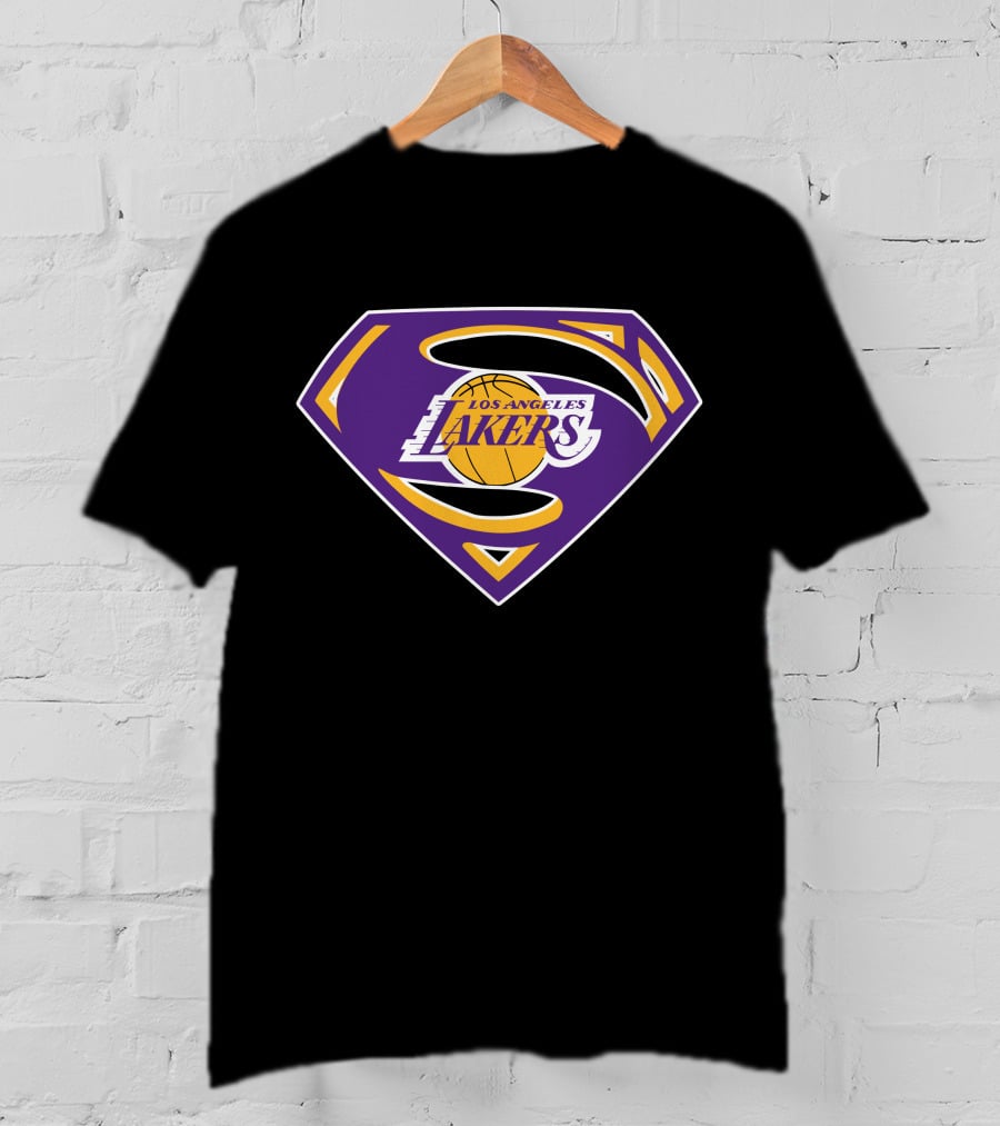 Los Angeles Lakers Purple Superman Shield T-Shirt