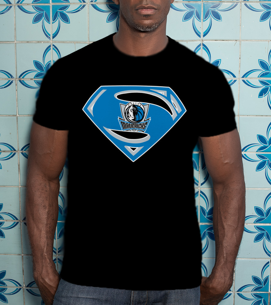 Superman Mavericks Logo With Dallas Mavericks NBA T-Shirt