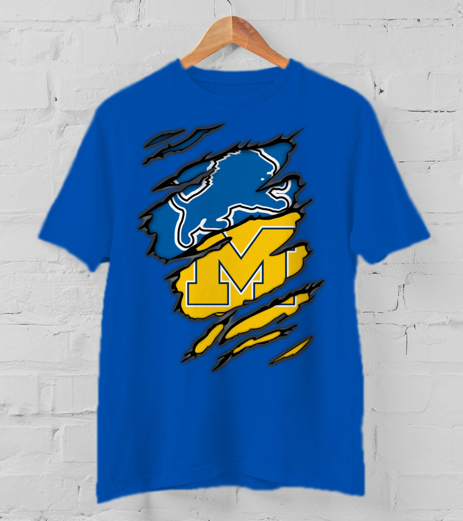 Detroit Lions Michigan Wolverines Crossover T-Shirt
