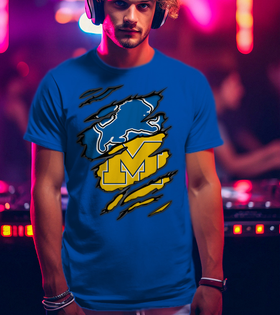 Detroit Lions Michigan Wolverines Crossover T-Shirt
