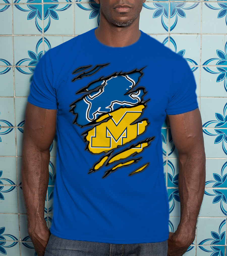Detroit Lions Michigan Wolverines Crossover T-Shirt