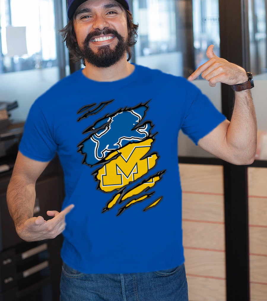 Detroit Lions Michigan Wolverines Crossover T-Shirt