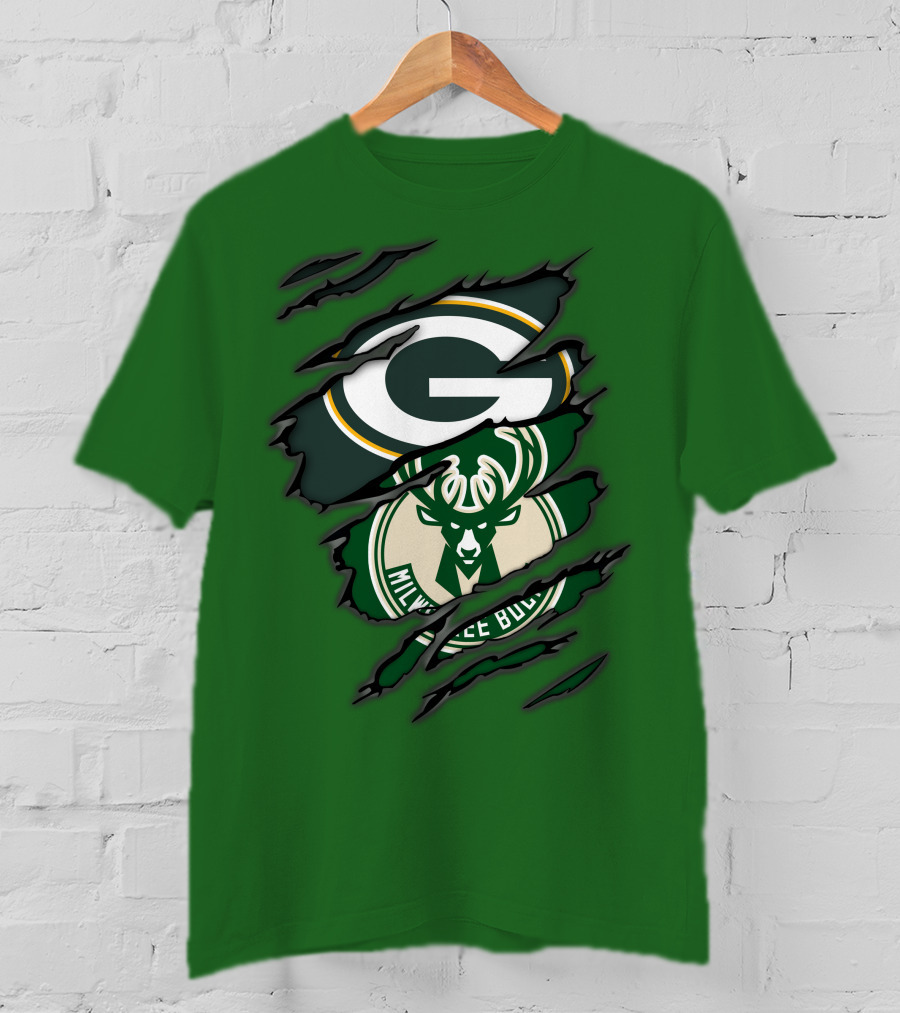 Green Bay Packers Milwaukee Bucks Crossover T-Shirt