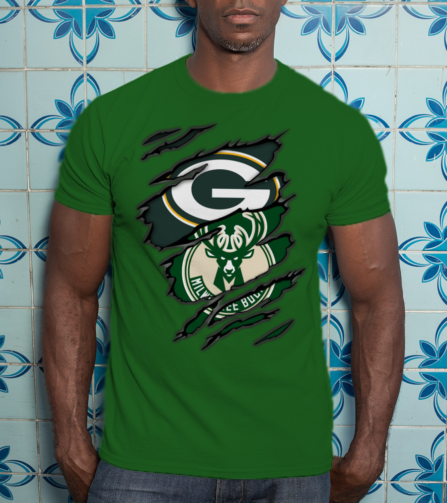 Green Bay Packers Milwaukee Bucks Crossover T-Shirt