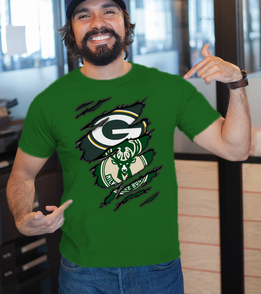 Green Bay Packers Milwaukee Bucks Crossover T-Shirt