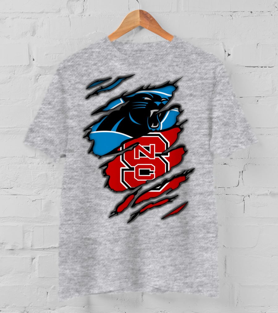 Carolina Panthers Nc State Wolfpack Claw Mark Logo Mashup T-Shirt