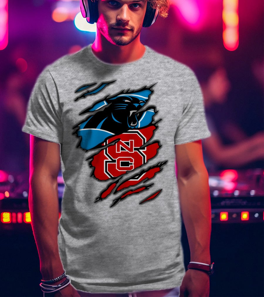 Carolina Panthers Nc State Wolfpack Claw Mark Logo Mashup T-Shirt