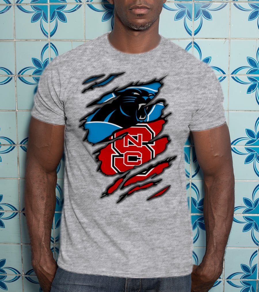 Carolina Panthers Nc State Wolfpack Claw Mark Logo Mashup T-Shirt