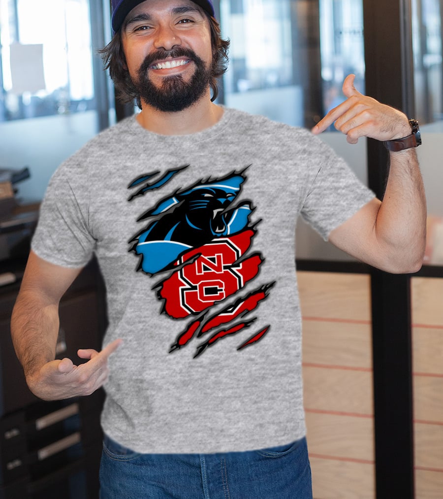 Carolina Panthers Nc State Wolfpack Claw Mark Logo Mashup T-Shirt