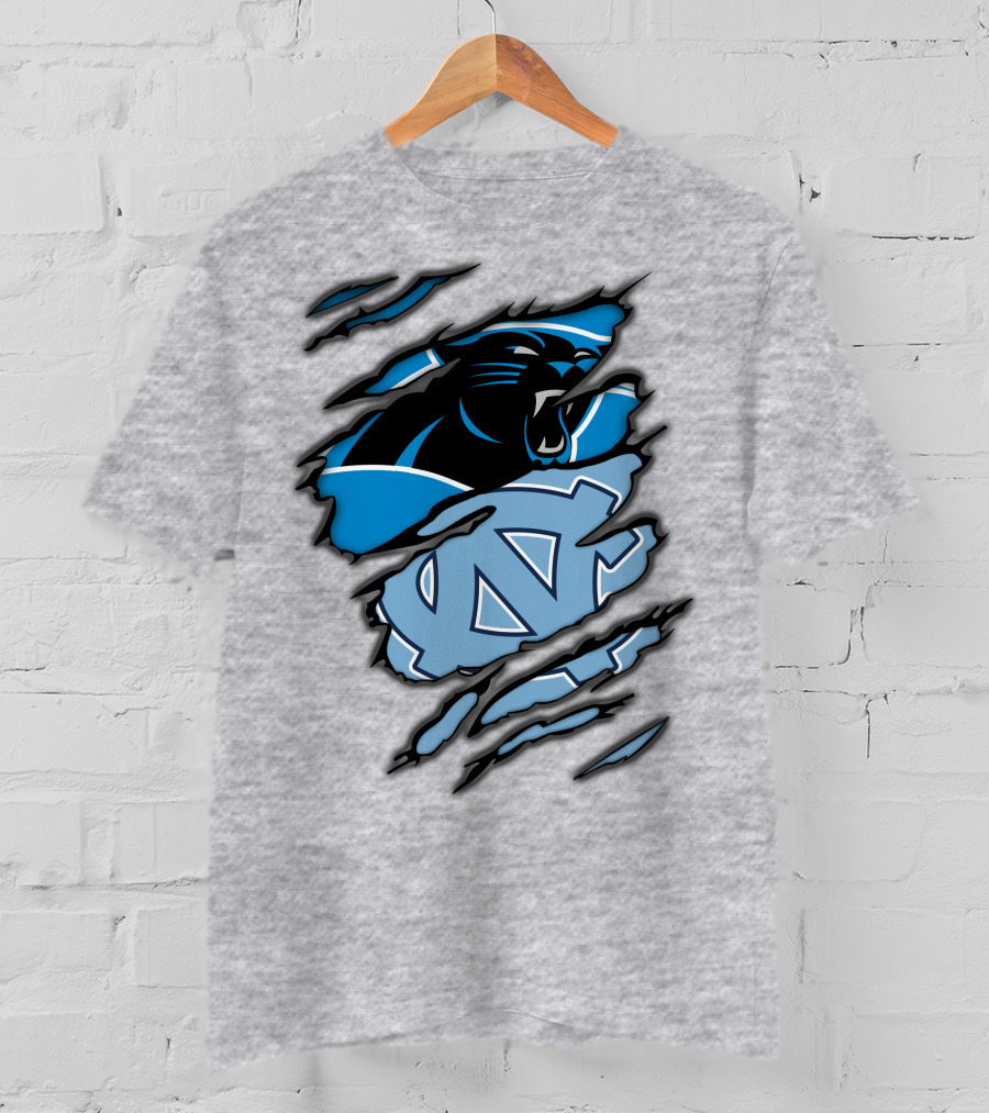 Carolina Panthers And North Carolina Tar Heels Logo Mashup T-Shirt