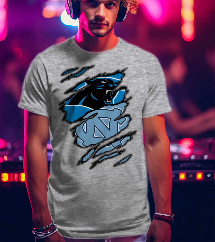 Carolina Panthers And North Carolina Tar Heels Logo Mashup T-Shirt