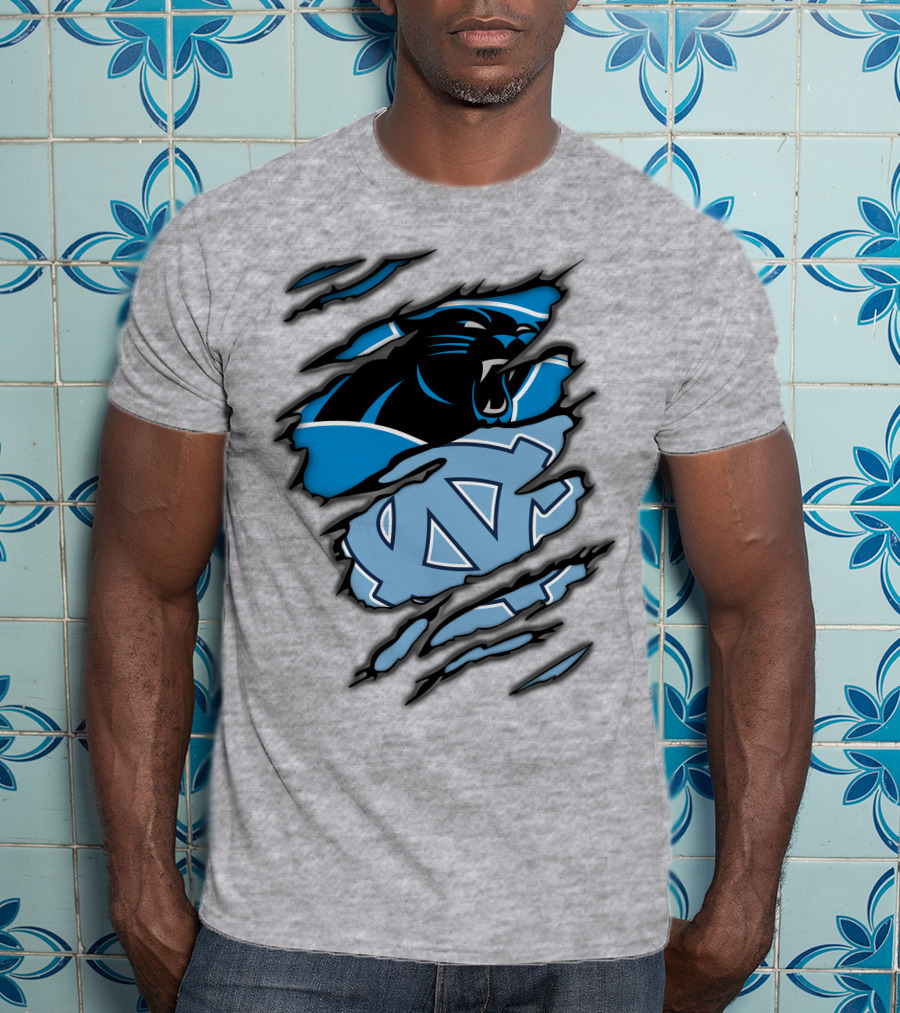 Carolina Panthers And North Carolina Tar Heels Logo Mashup T-Shirt
