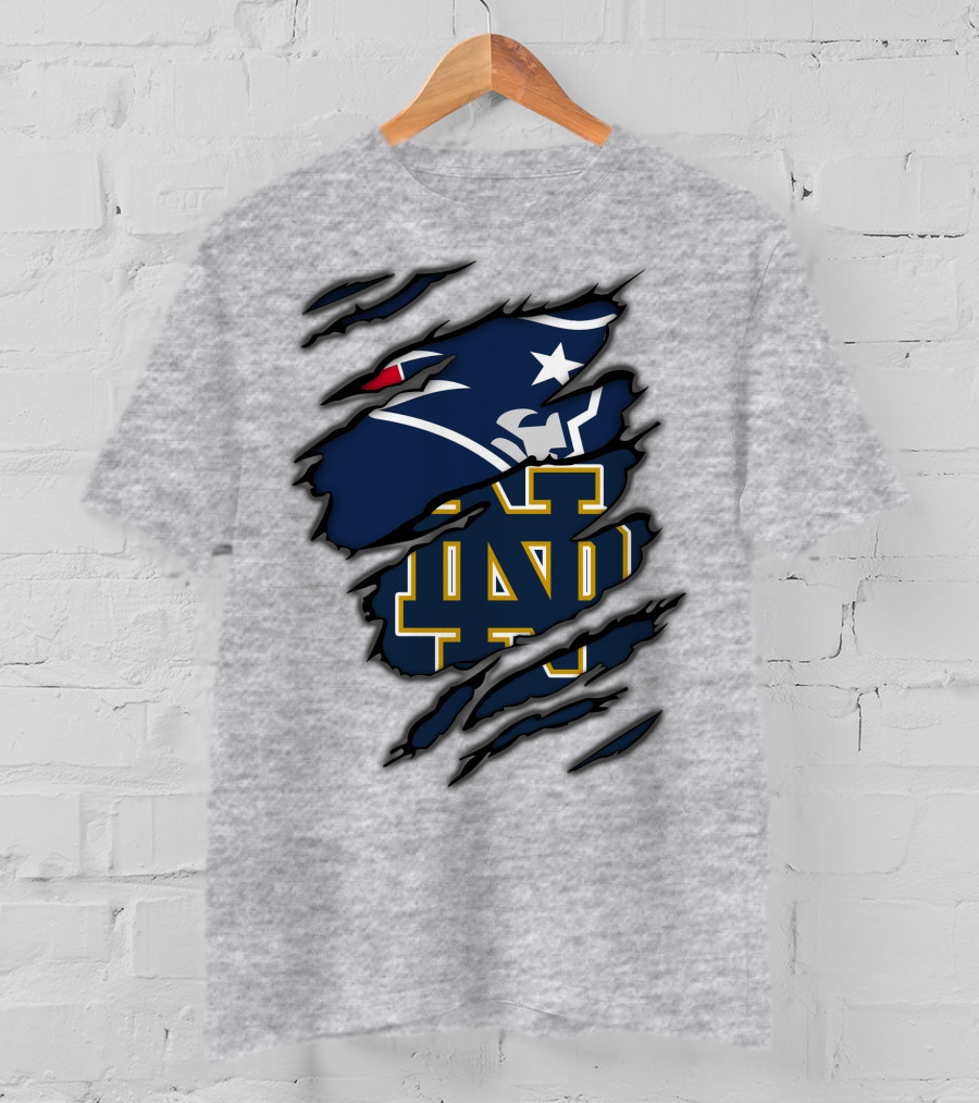 New England Patriots Notre Dame Fighting Irish Logo Mashup T-Shirt