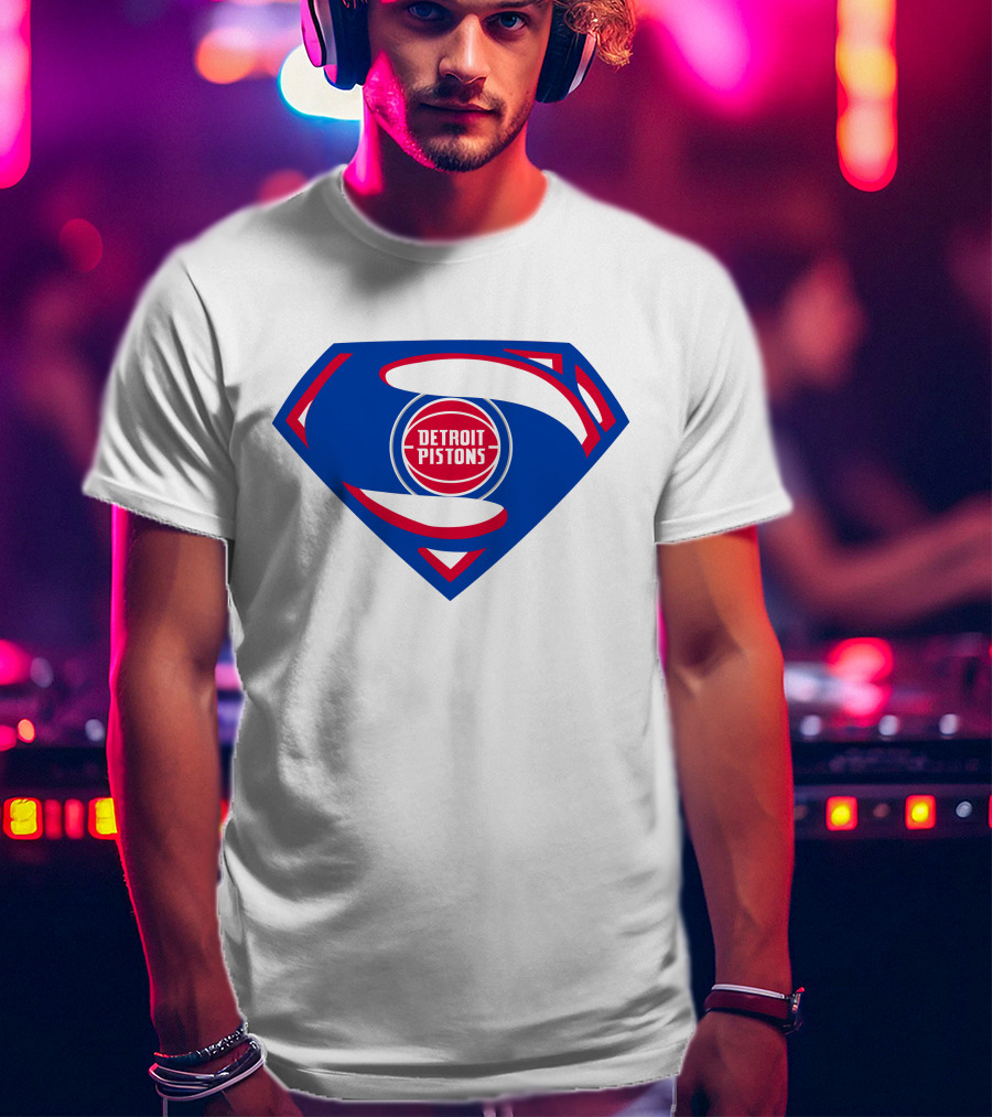 Detroit Pistons Superman Logo Combination T-Shirt