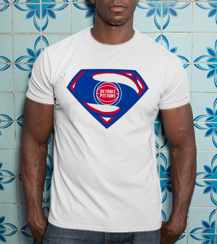 Detroit Pistons Superman Logo Combination T-Shirt