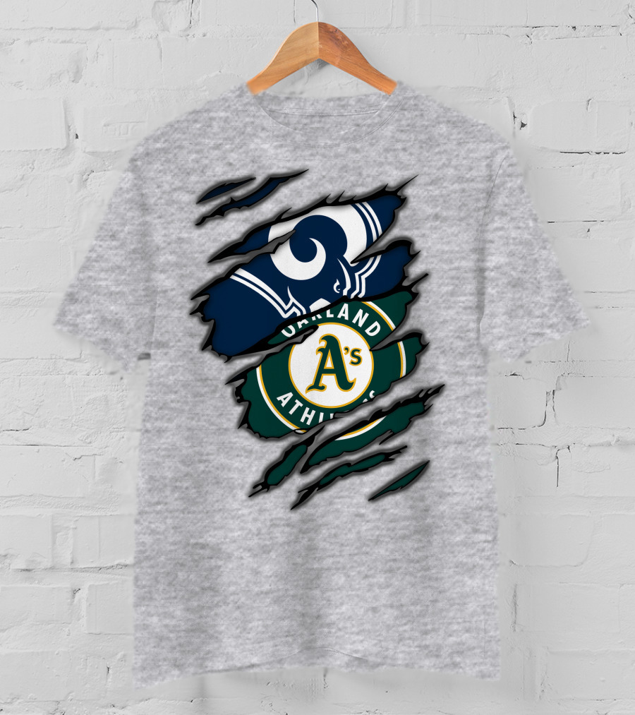 Rams Oakland Athletics Dual Fan Torn Layers T-Shirt