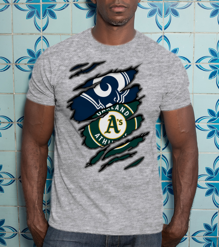 Rams Oakland Athletics Dual Fan Torn Layers T-Shirt