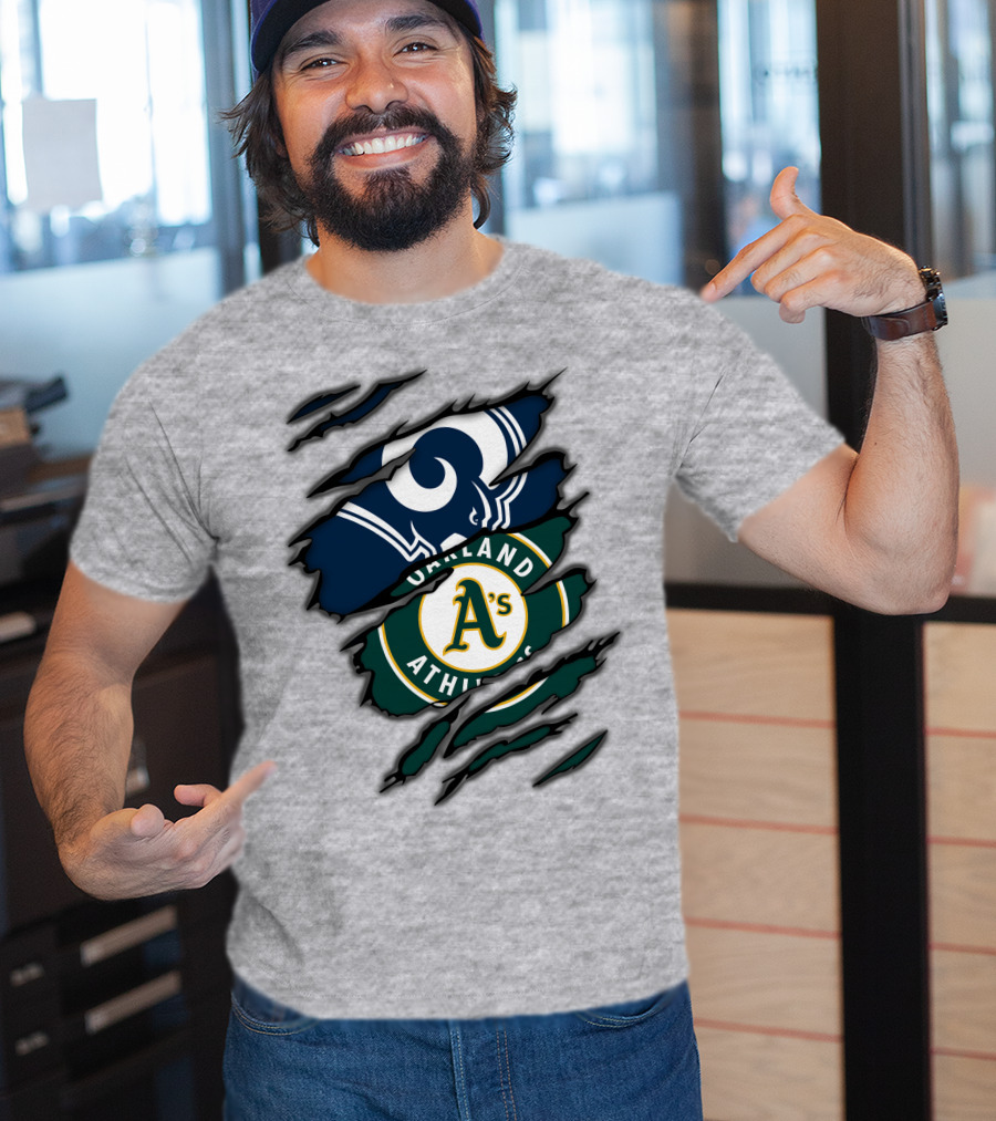 Rams Oakland Athletics Dual Fan Torn Layers T-Shirt