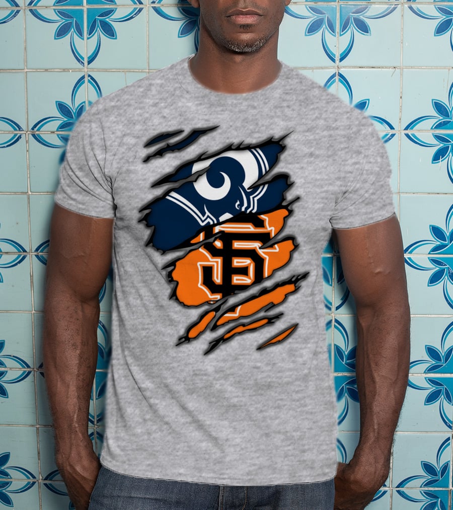 Los Angeles Rams San Francisco Giants Claw Scratch T-Shirt