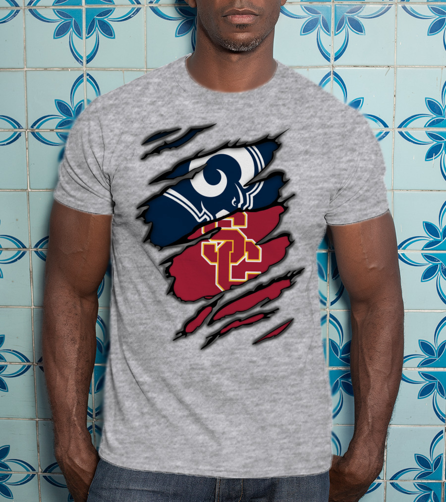 Rams USC Trojans Claw Marks T-Shirt