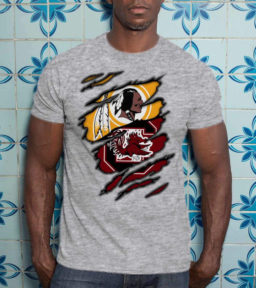 Redskins South Carolina Gamecocks Logo Mashup T-Shirt