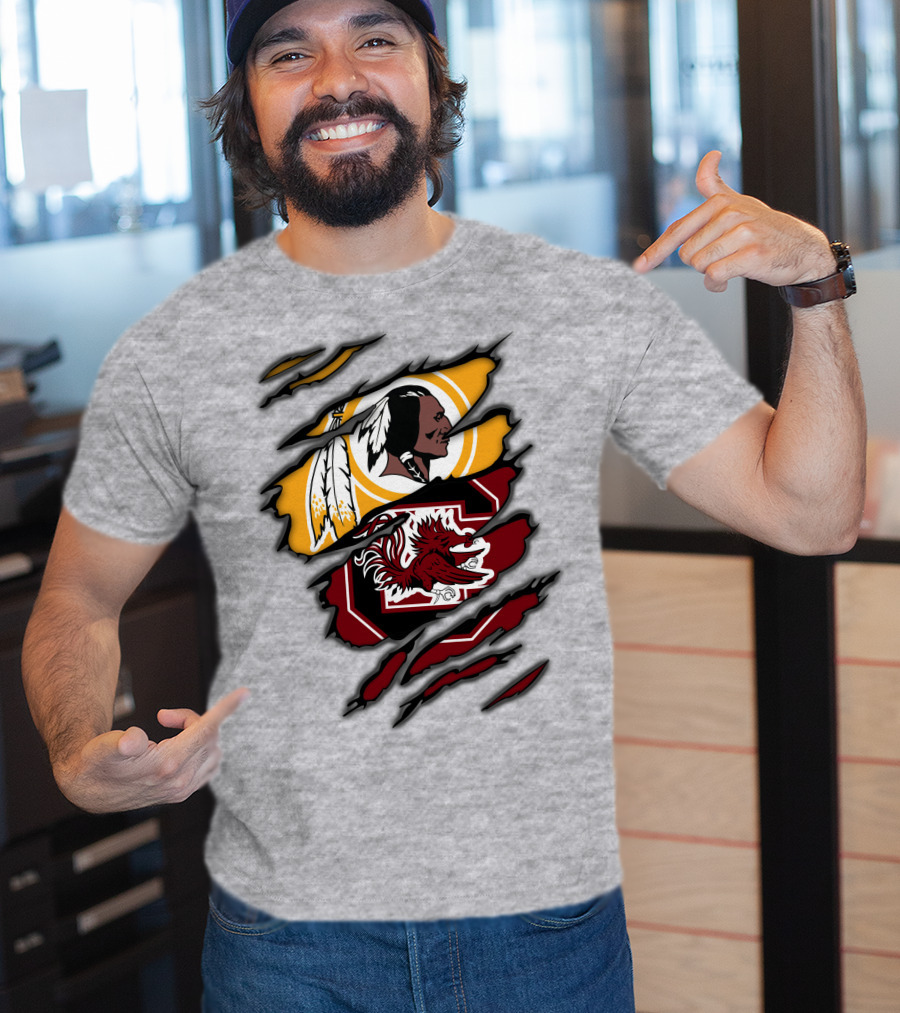 Redskins South Carolina Gamecocks Logo Mashup T-Shirt