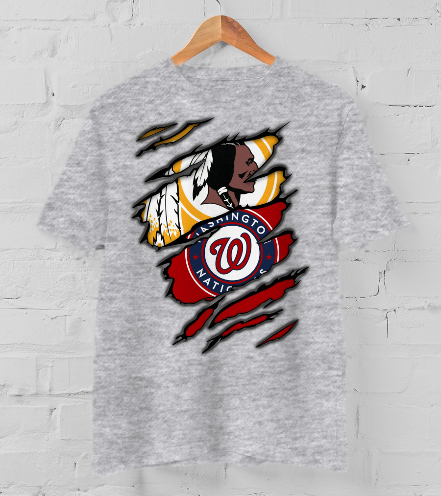 Washington Redskins And Washington Nationals Logo Mashup T-Shirt