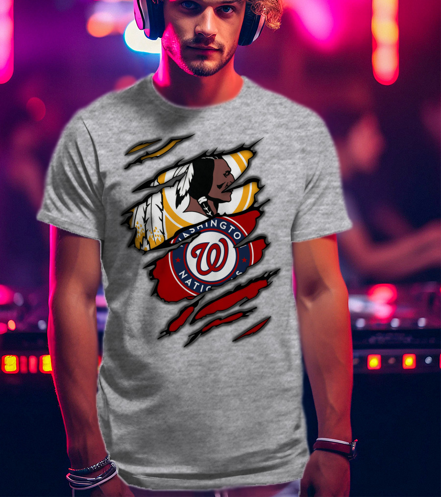 Washington Redskins And Washington Nationals Logo Mashup T-Shirt