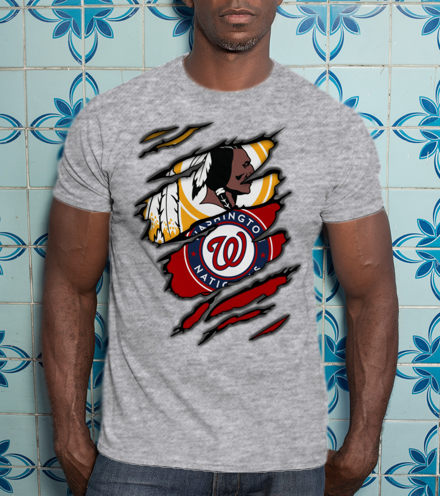 Washington Redskins And Washington Nationals Logo Mashup T-Shirt