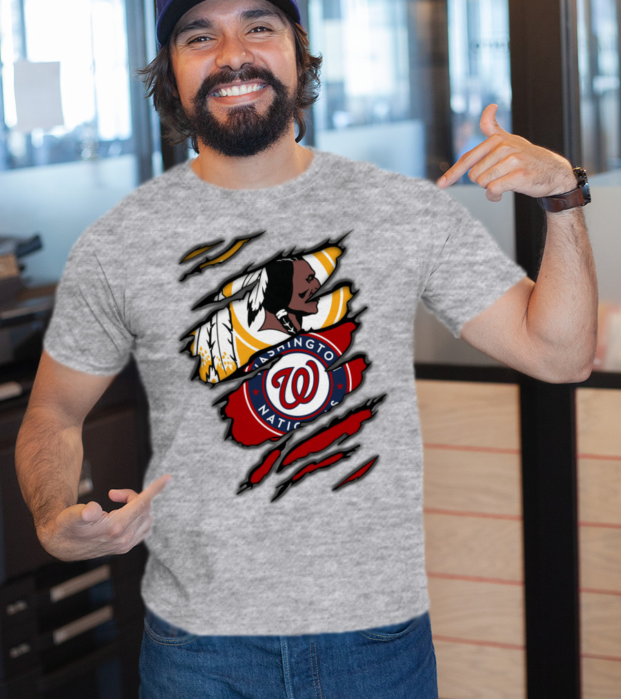 Washington Redskins And Washington Nationals Logo Mashup T-Shirt