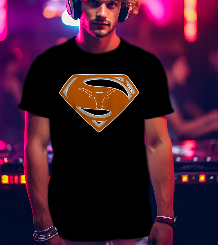 Superman Texas Longhorns Logo Fusion T-Shirt