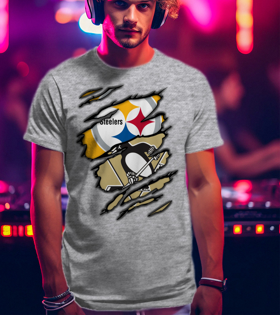 Steelers Penguins Ripped Claw T-Shirt