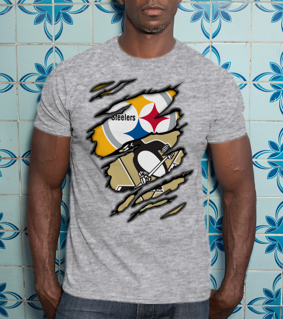 Steelers Penguins Ripped Claw T-Shirt