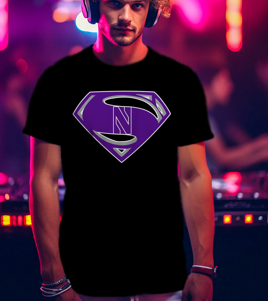 Superman NWildcats Purple Shield T-Shirt